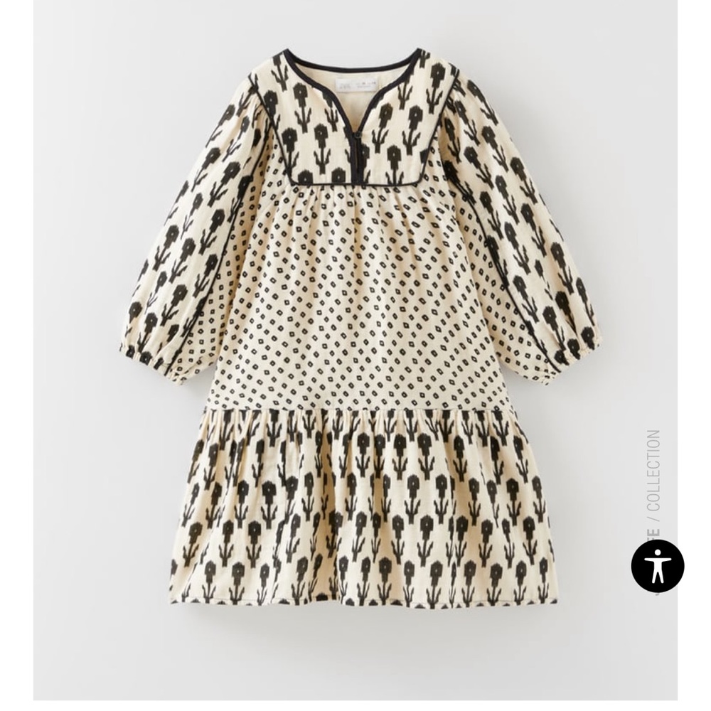 Zara combination dress with piping size 8 years